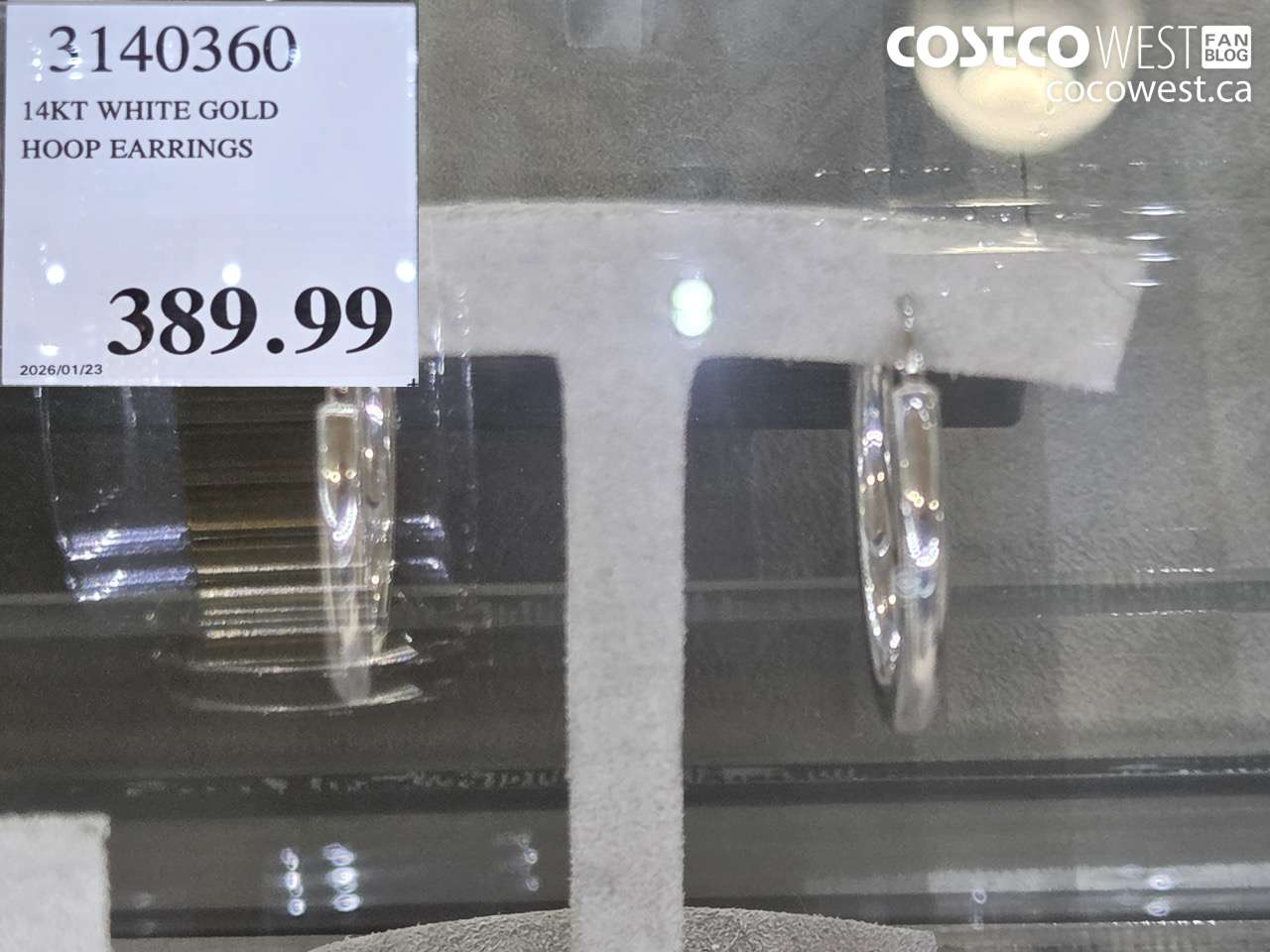 3140360 14KT WHITE GOLD HOOP EARRINGS $389.99