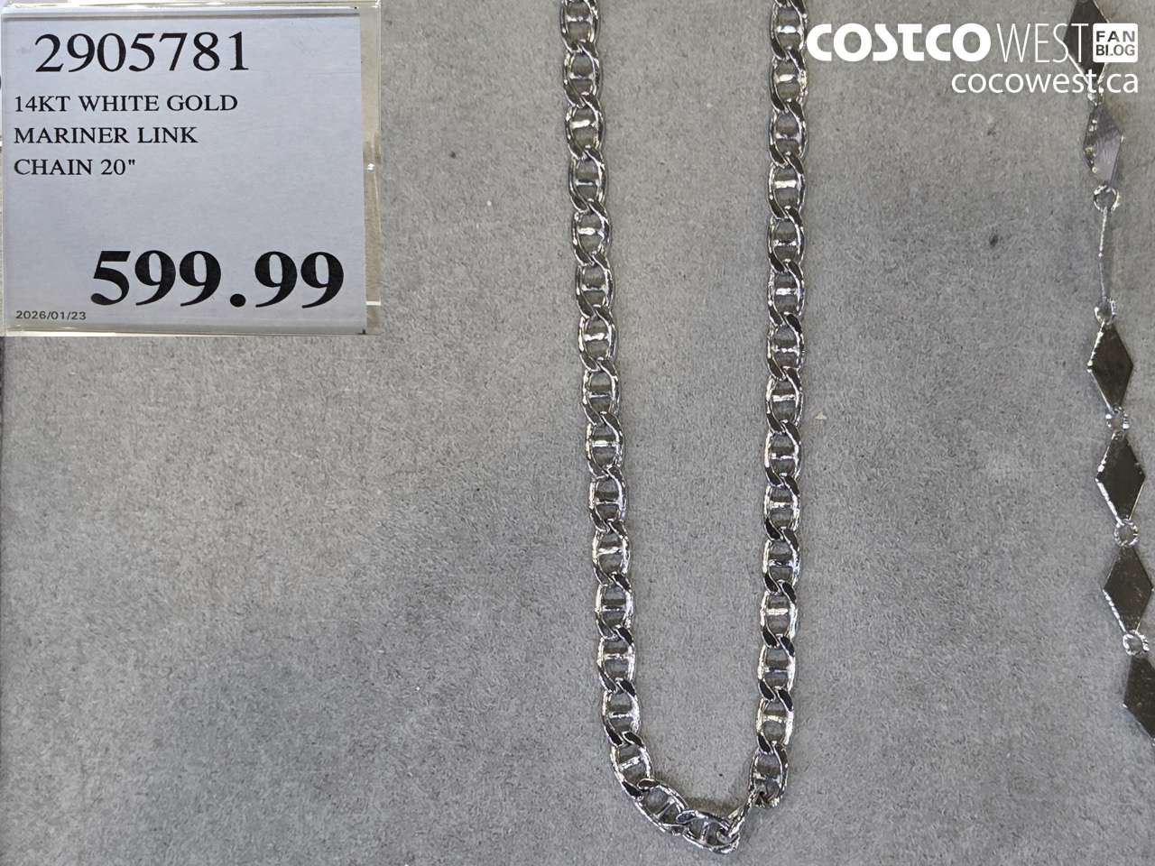 2905781 14KT WHITE GOLD MARINER LINK CHAIN 20