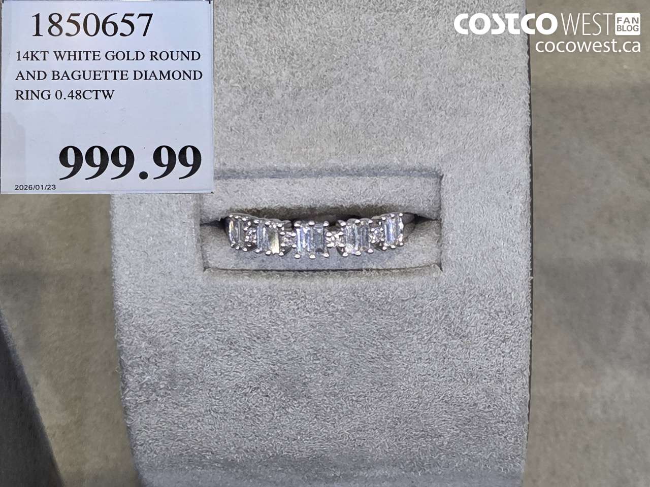 1850657 14KT WHITE GOLD ROUND AND BAGUETTE DIAMOND RING 0.48CTW $999.99