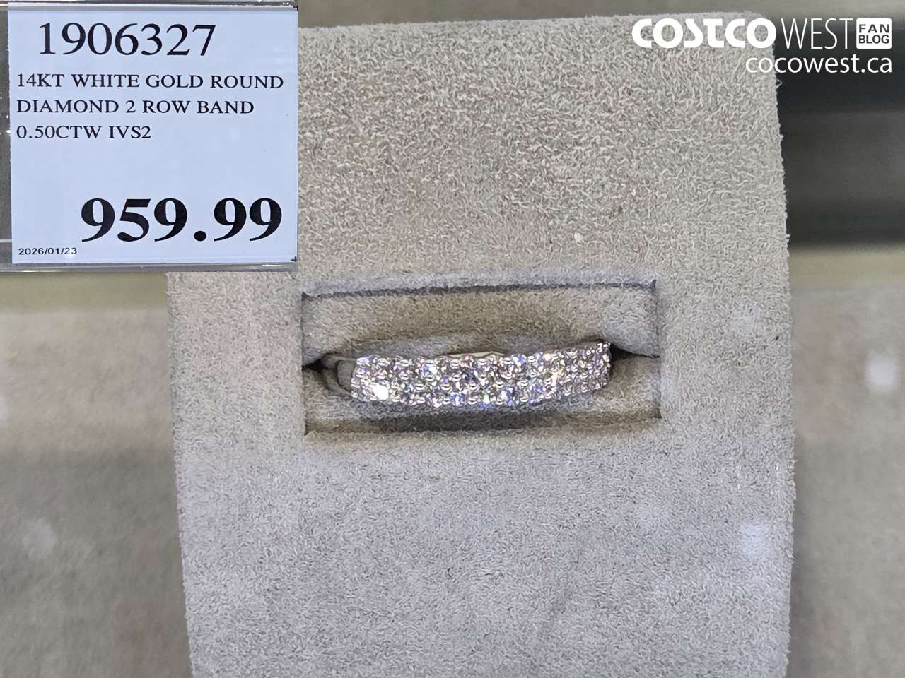 1906327 14KT WHITE GOLD ROUND DIAMOND 2 ROW BAND 0.50CTW IVS2 $959.99
