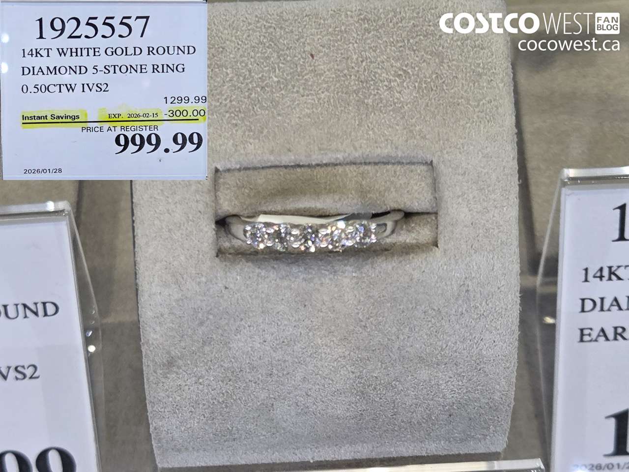 19253557 14KT WHITE GOLD ROUND DIAMOND 5-STONE RING 0.50CTW IVS2 ($300.00 INSTANT SAVINGS EXPIRES ON 2026-02-15) $999.99