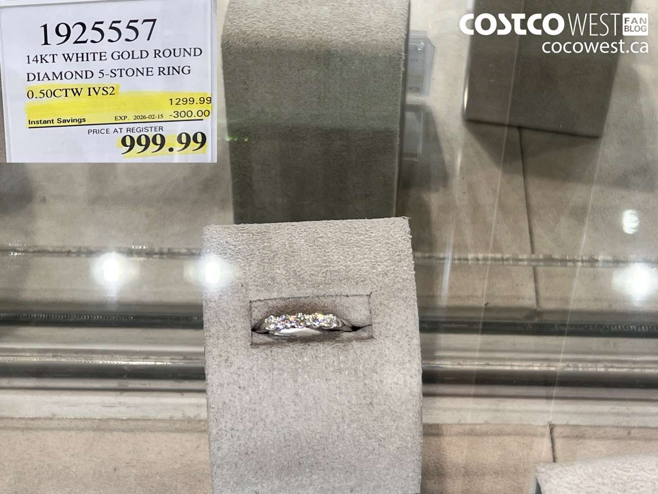 19255357 14KT WHITE GOLD ROUND DIAMOND 5-STONE RING 0.50CTW IVS2 ($300.00 INSTANT SAVINGS EXPIRES ON 2026-02-15) $999.99