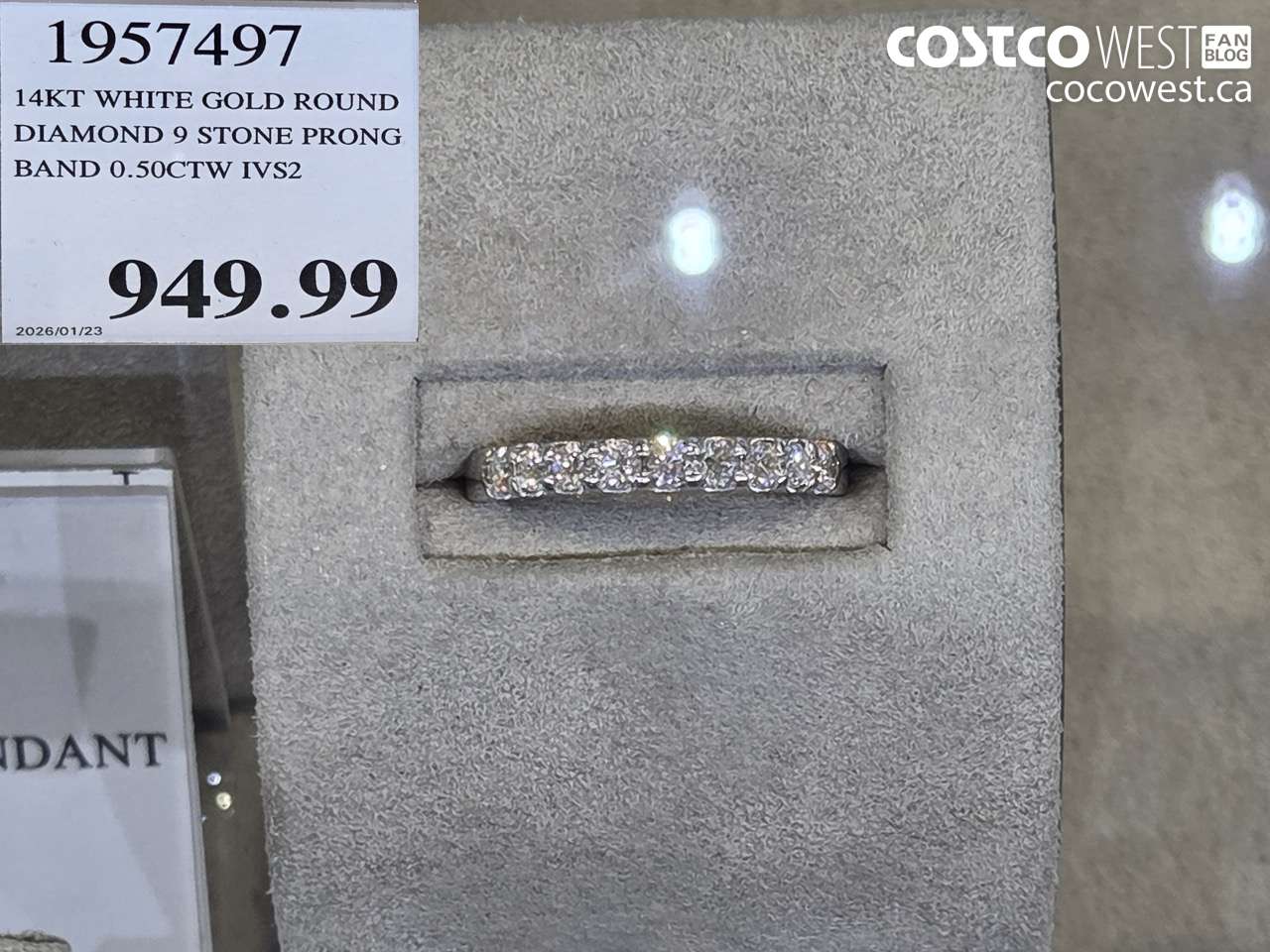 1957497 14KT WHITE GOLD ROUND DIAMOND 9 STONE PRONG BAND 0.50CTW IVS2 $949.99