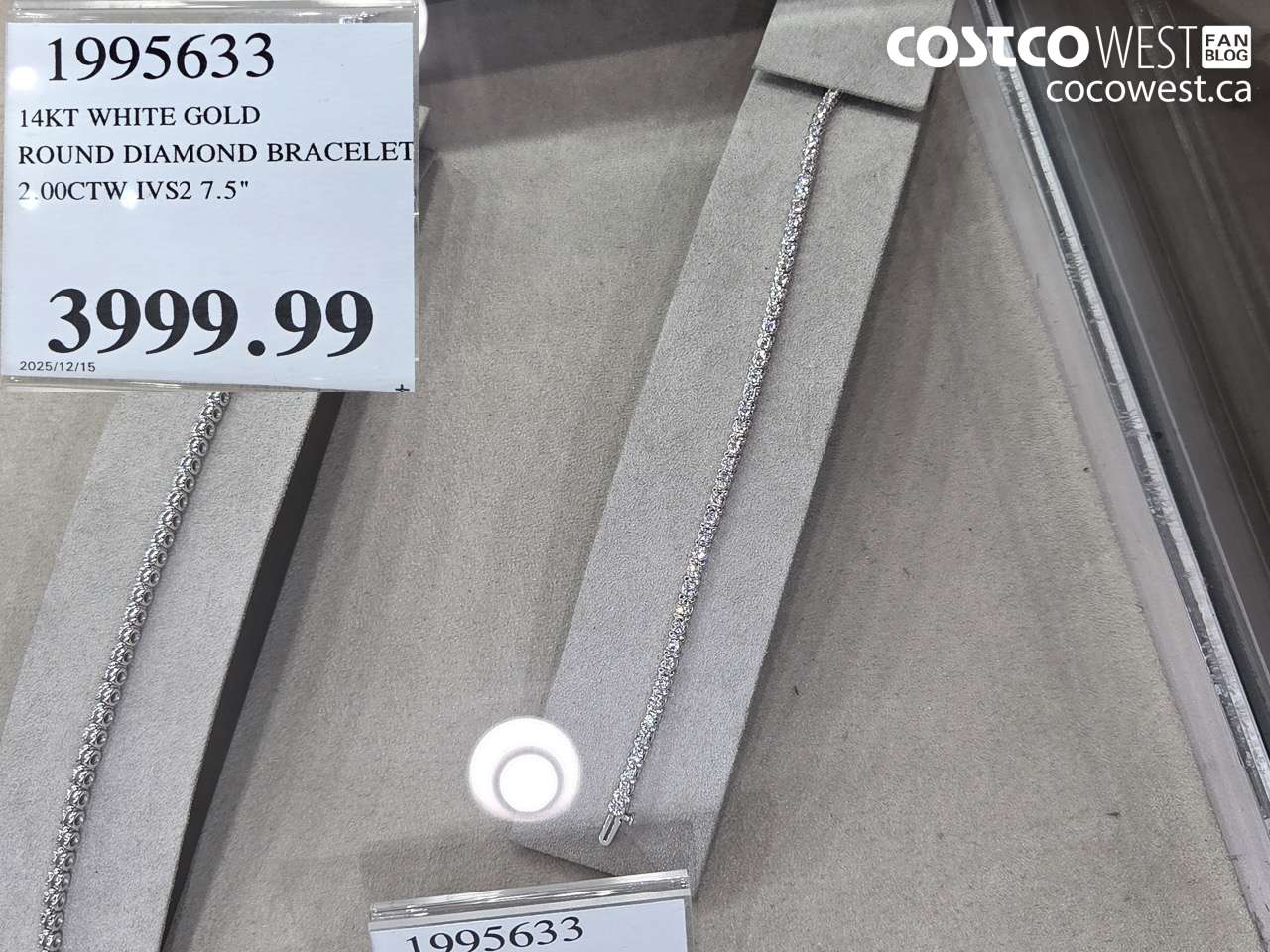 1995633 14KT WHITE GOLD ROUND DIAMOND BRACELET 2.00CTW IVS2 7.5