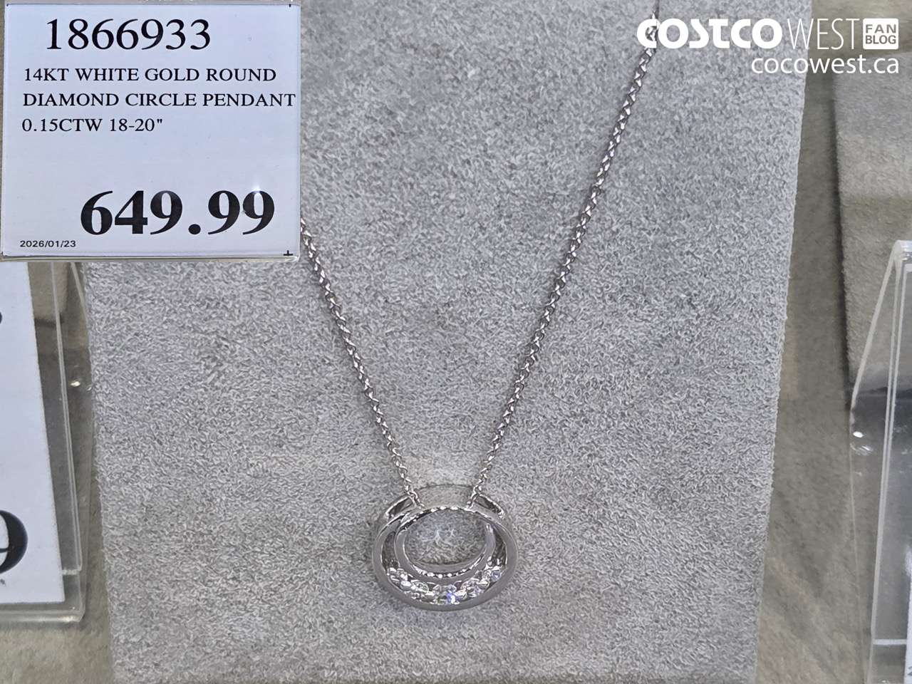1866933 14KT WHITE GOLD ROUND DIAMOND CIRCLE PENDANT 0.15CTW 18-20