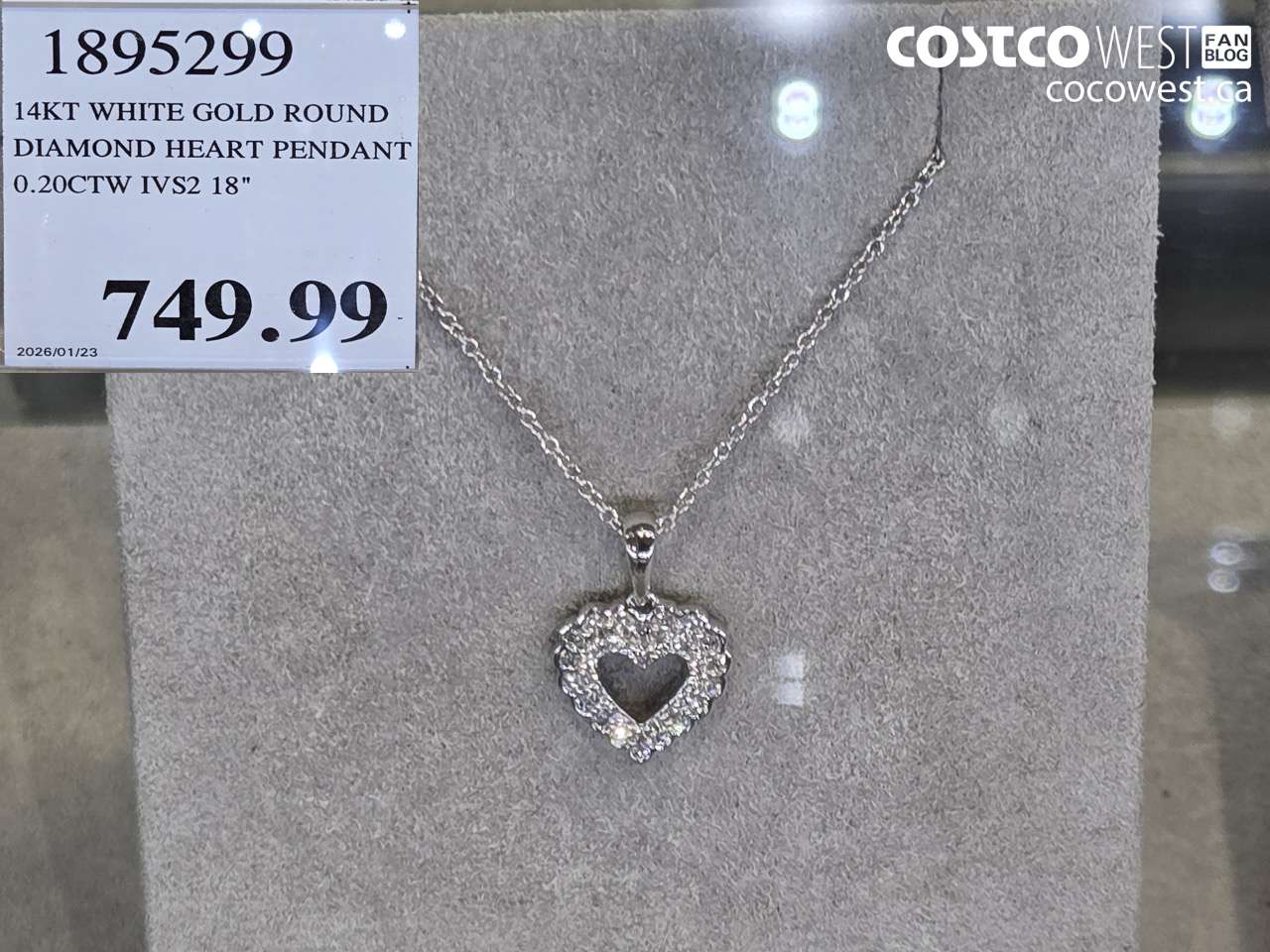 1895299 14KT WHITE GOLD ROUND DIAMOND HEART PENDANT 0.20CTW IVS2 18