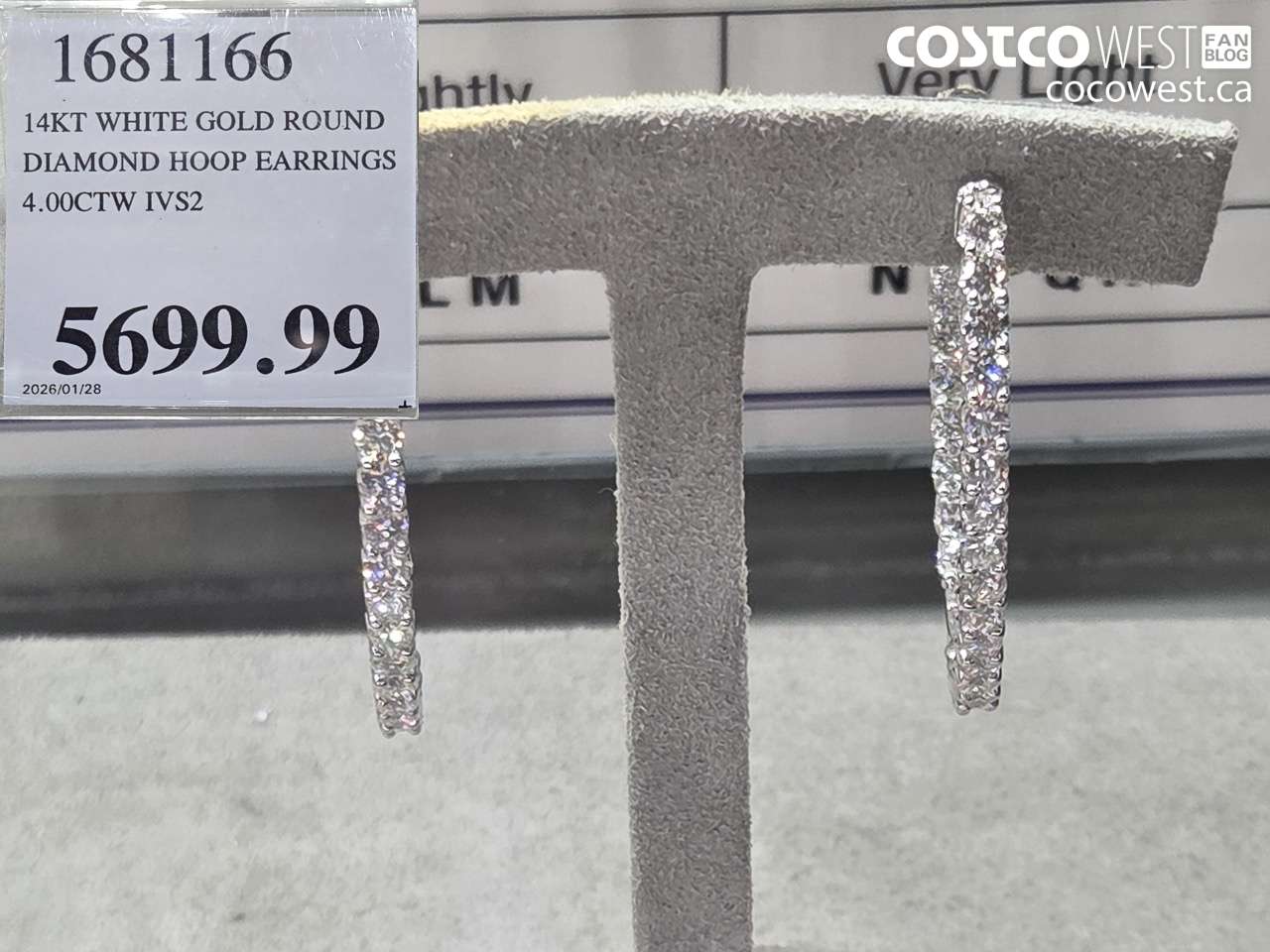 1681166 14KT WHITE GOLD ROUND DIAMOND HOOP EARRINGS 4.00CTW IVS2 $5699.99