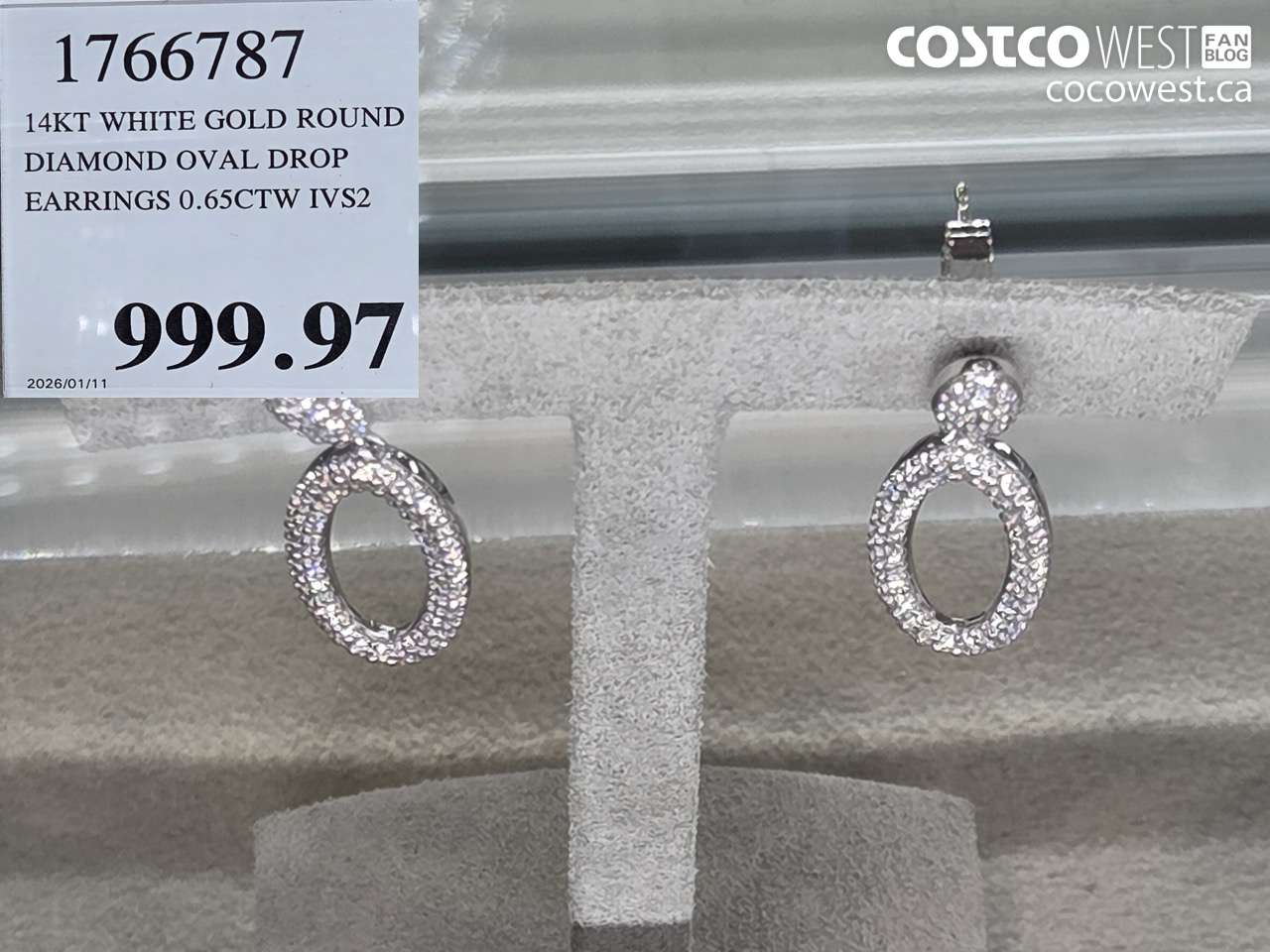 1766787 14KT WHITE GOLD ROUND DIAMOND OVAL DROP EARRINGS 0.65CTW IVS2 $999.97