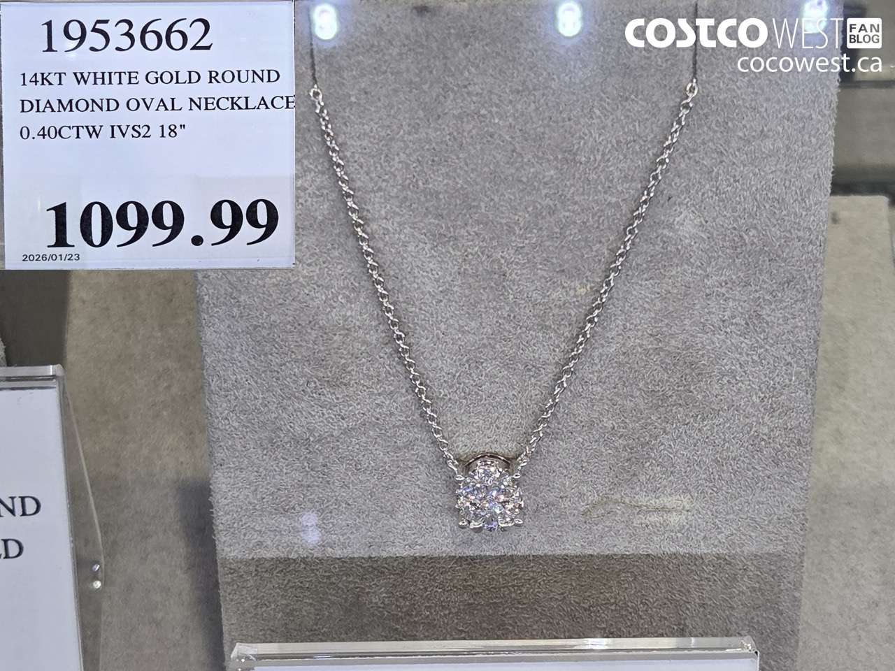1953662 14KT WHITE GOLD ROUND DIAMOND OVAL NECKLACE 0.40CTW IVS2 18