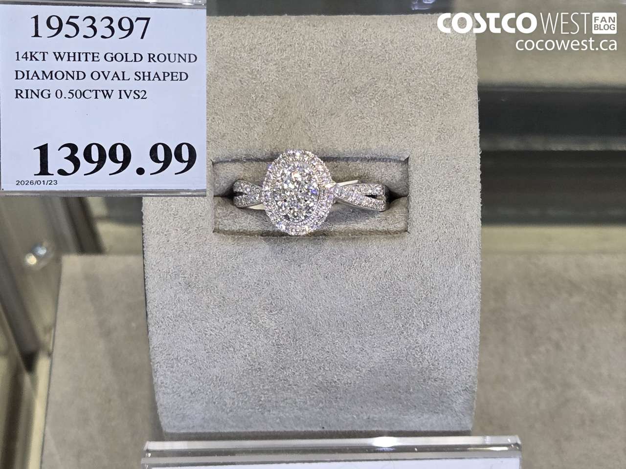 1953397 14KT WHITE GOLD ROUND DIAMOND OVAL SHAPED RING 0.50CTW IVS2 $1399.99