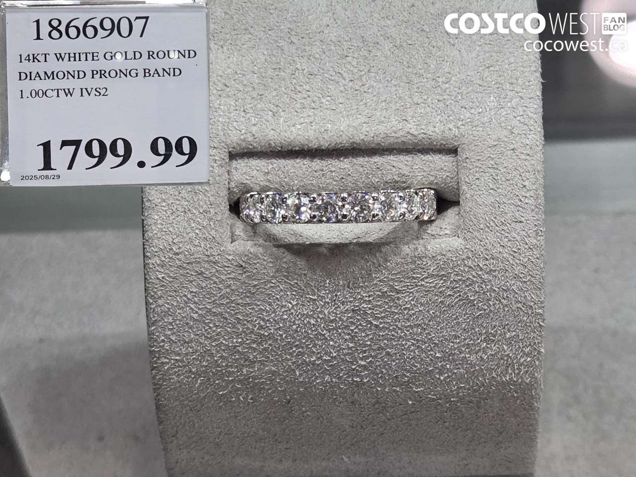 1866907 14KT WHITE GOLD ROUND DIAMOND PRONG BAND 1.00CTW IVS2 $1799.99