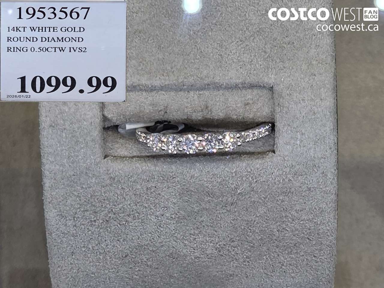 1953567 14KT WHITE GOLD ROUND DIAMOND RING 0.50CTW IVS2 $1099.99
