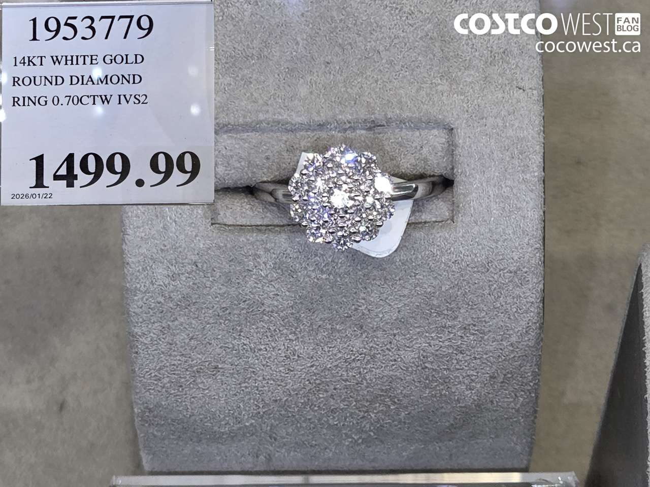 19537779 14KT WHITE GOLD ROUND DIAMOND RING 0.70CTW IVS2 $1499.99