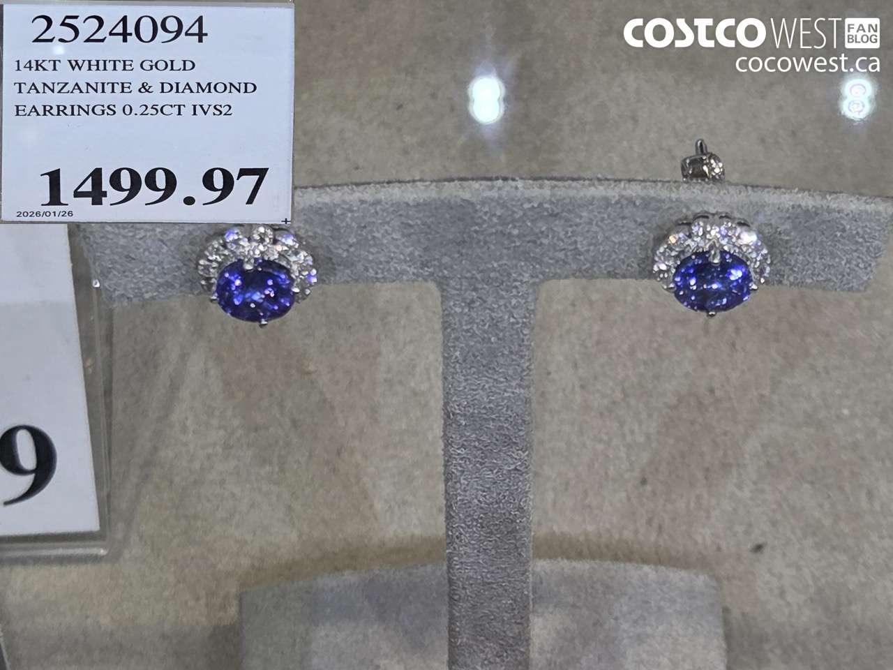 2524094 14KT WHITE GOLD TANZANITE & DIAMOND EARRINGS 0.25CT IVS2 $1499.97