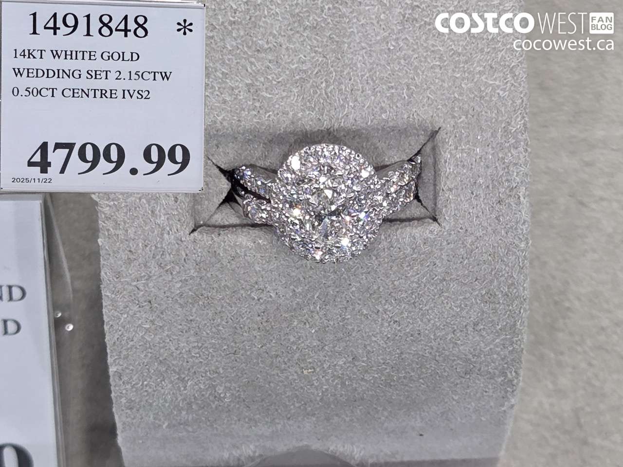 1491848 14KT WHITE GOLD WEDDING SET 2.15CTW 0.50CT CENTRE IVS2 $4799.99