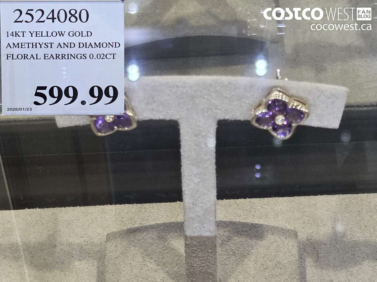 25224080 14KT YELLOW GOLD AMETHYST AND DIAMOND FLORAL EARRINGS 0.02CT $599.99