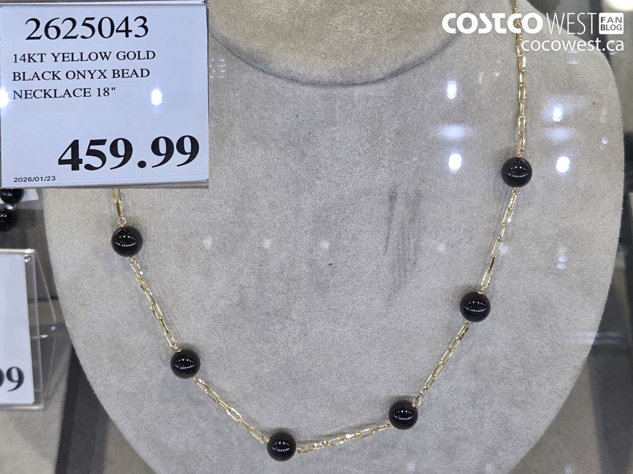 26225043 14KT YELLOW GOLD BLACK ONYX BEAD NECKLACE 18