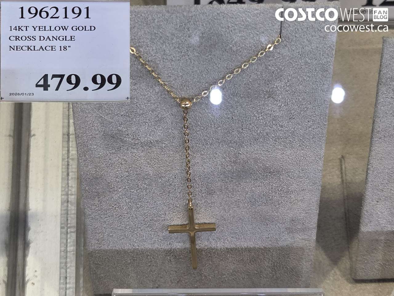 1962191 14KT YELLOW GOLD CROSS DANGLE NECKLACE 18