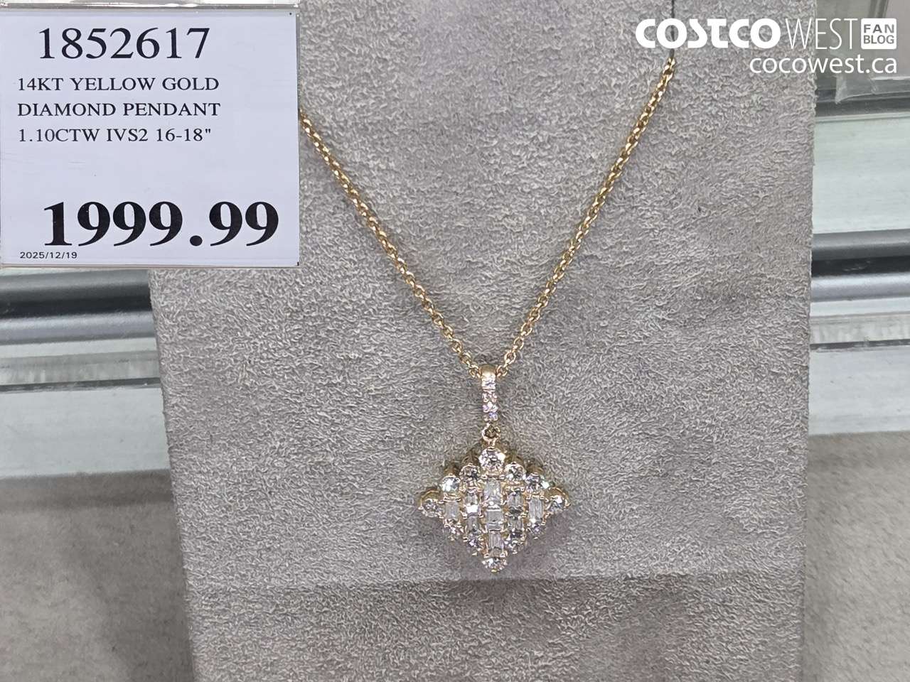 1852617 14KT YELLOW GOLD DIAMOND PENDANT 1.10CTW IVS2 16-18