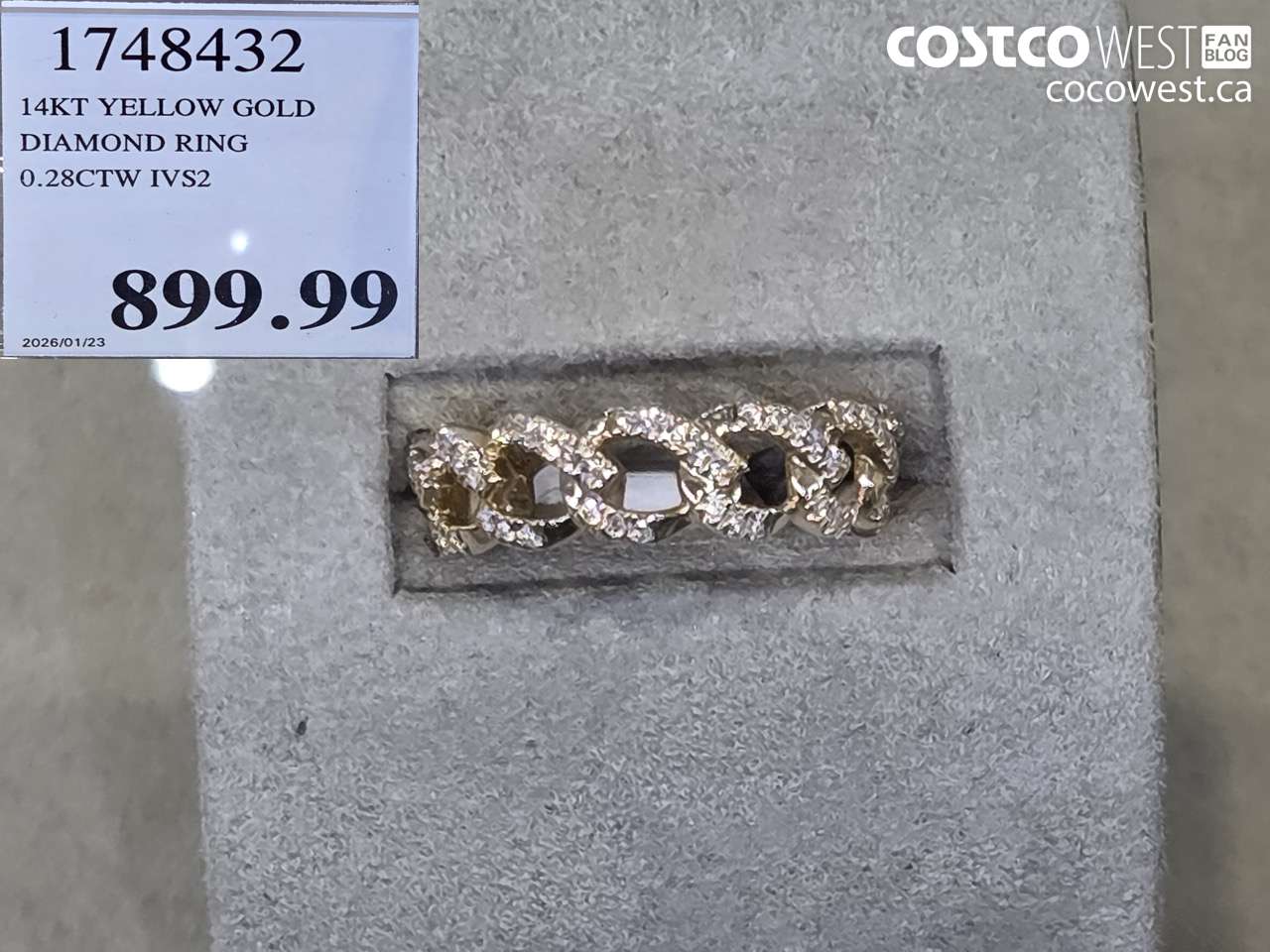 1748432 14KT YELLOW GOLD DIAMOND RING 0.28CTW IVS2 $899.99