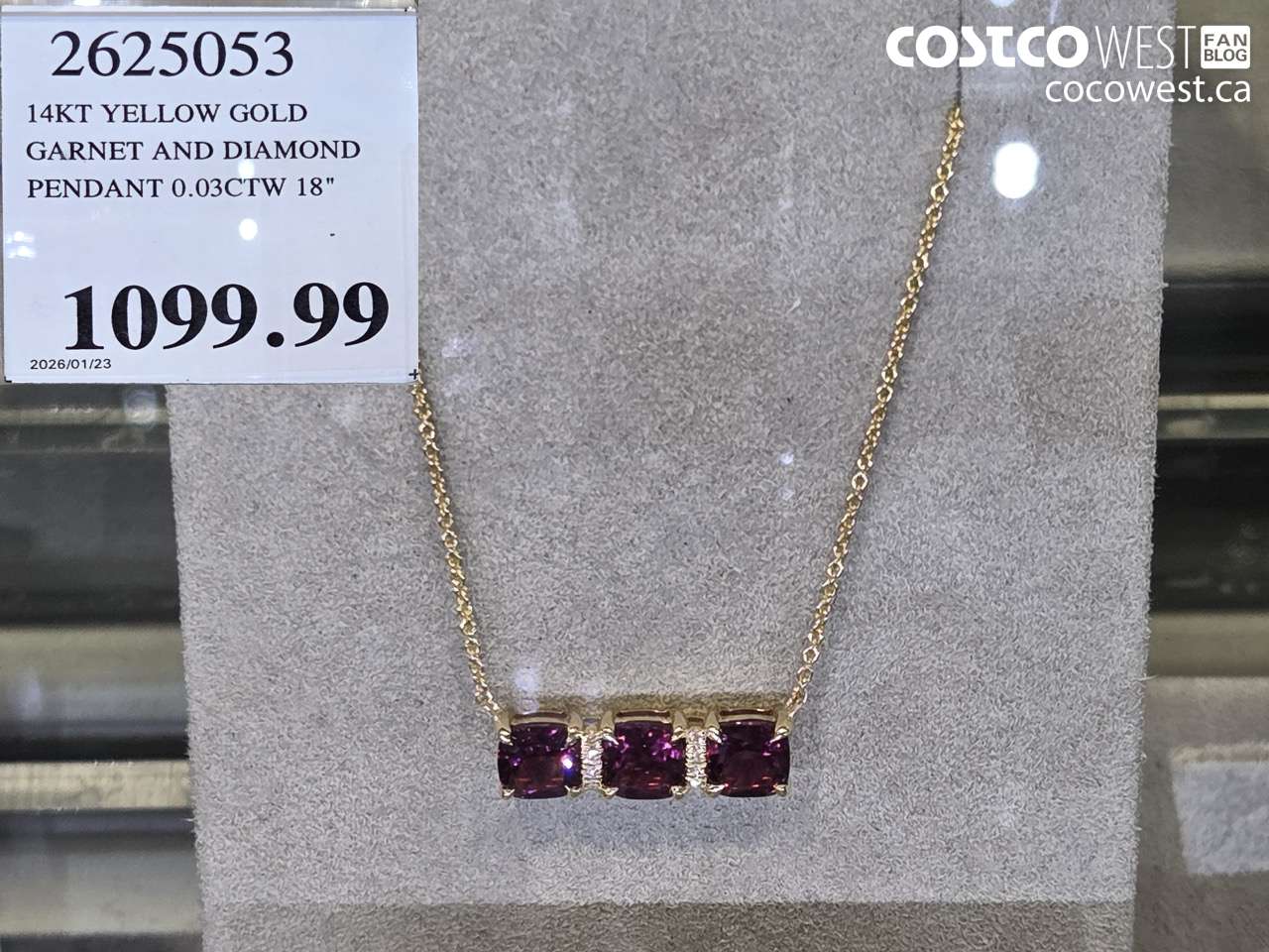 2625053 14KT YELLOW GOLD GARNET AND DIAMOND PENDANT 0.03CTW 18