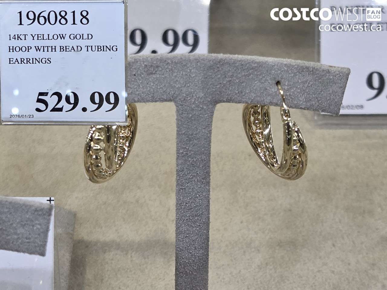 1960818 14KT YELLOW GOLD HOOP WITH BEAD TUBING EARRINGS $529.99
