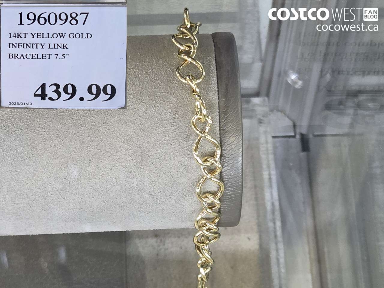 1960987 14KT YELLOW GOLD INFINITY LINK BRACELET 7.5