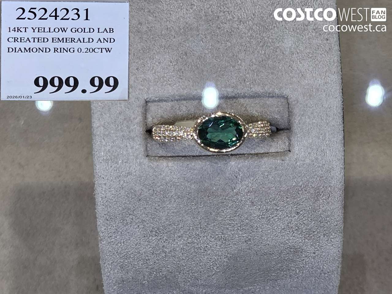 25242331 14KT YELLOW GOLD LAB CREATED EMERALD AND DIAMOND RING 0.20CTW $999.99