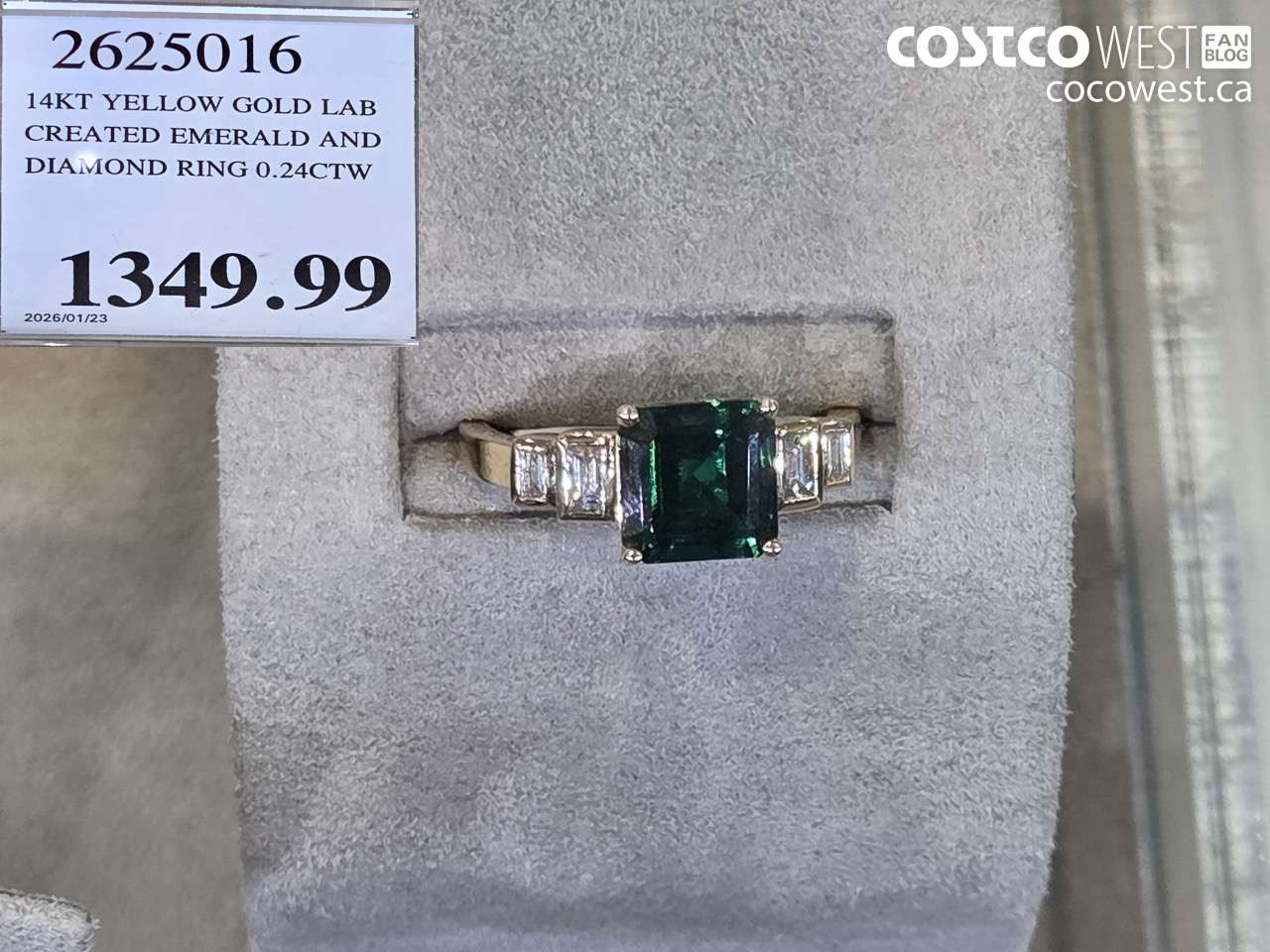 2625016 14KT YELLOW GOLD LAB CREATED EMERALD AND DIAMOND RING 0.24CTW $1349.99