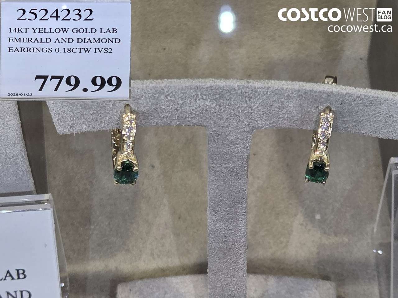 2524232 14KT YELLOW GOLD LAB EMERALD AND DIAMOND EARRINGS 0.18CTW IVS2 $779.99