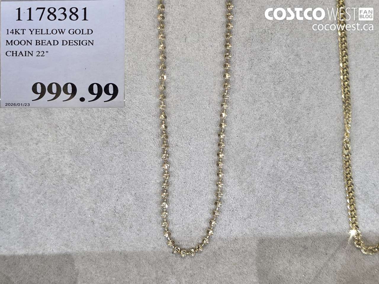 1178381 14KT YELLOW GOLD MOON BEAD DESIGN CHAIN 22