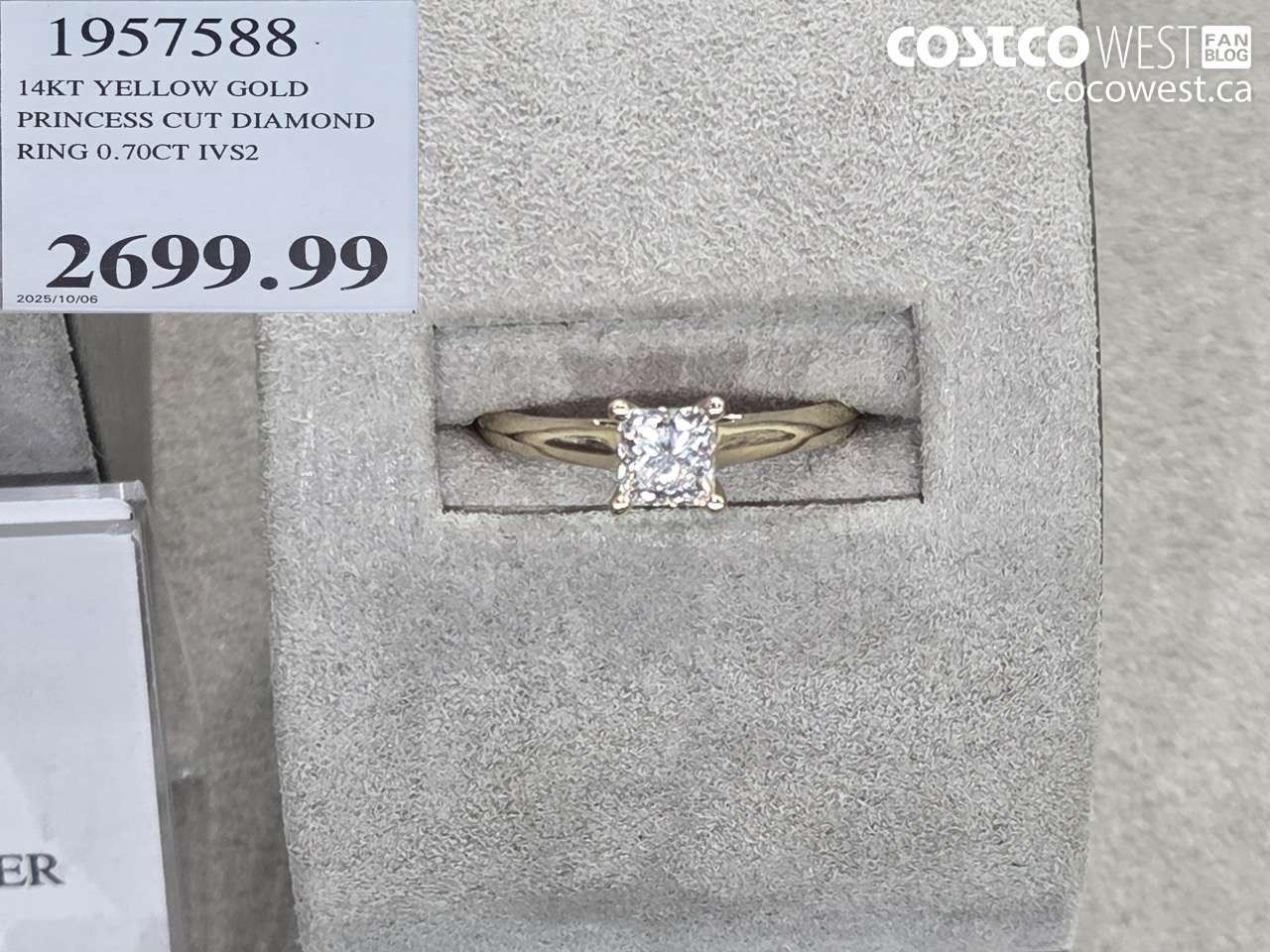 1957588 14KT YELLOW GOLD PRINCESS CUT DIAMOND RING 0.70CT IVS2 $2699.99