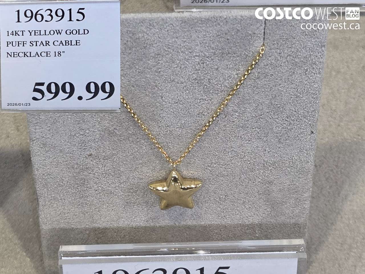 1963915 14KT YELLOW GOLD PUFF STAR CABLE NECKLACE 18