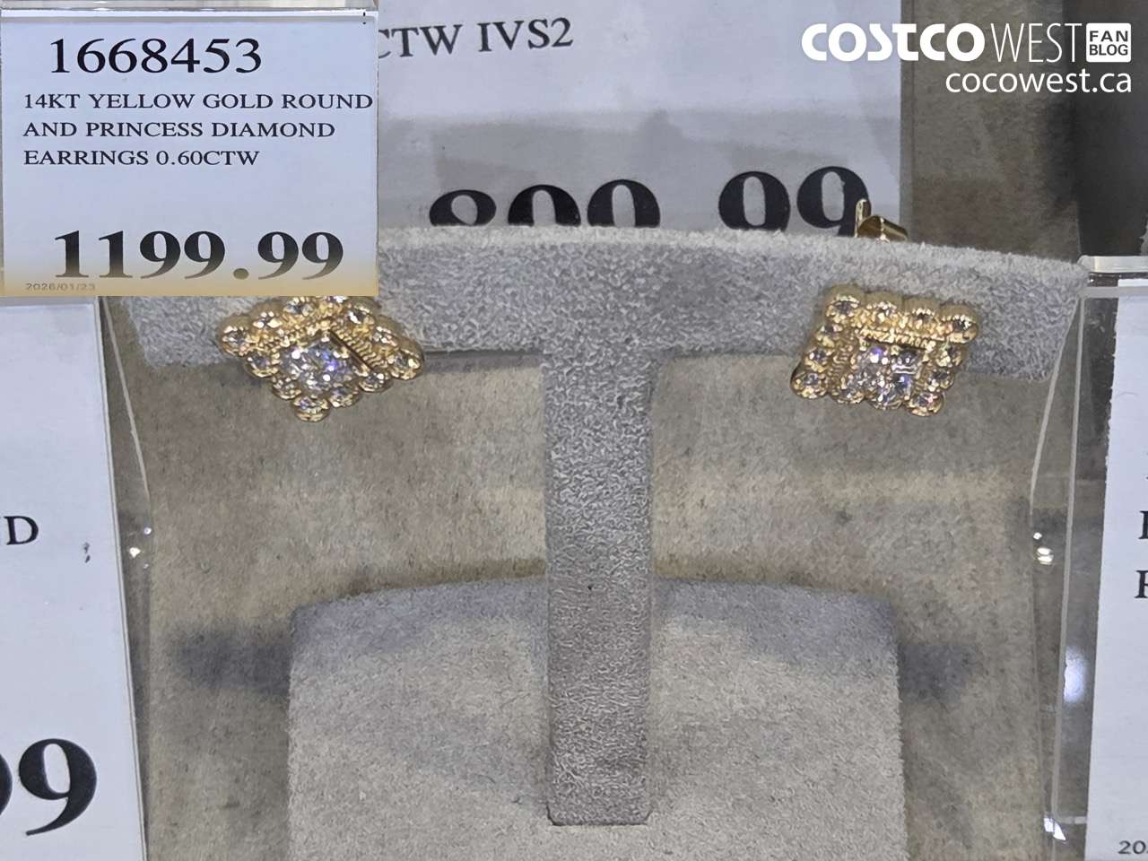 1668453 14KT YELLOW GOLD ROUND AND PRINCESS DIAMOND EARRINGS 0.60CTW $1199.99
