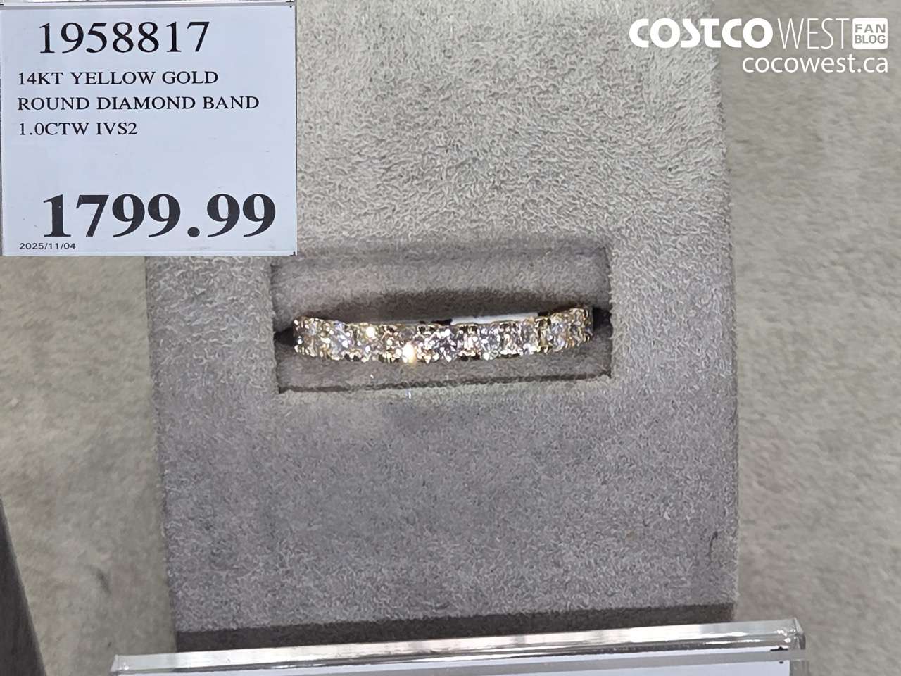 1958817 14KT YELLOW GOLD ROUND DIAMOND BAND 1.0CTW IVS2 $1799.99