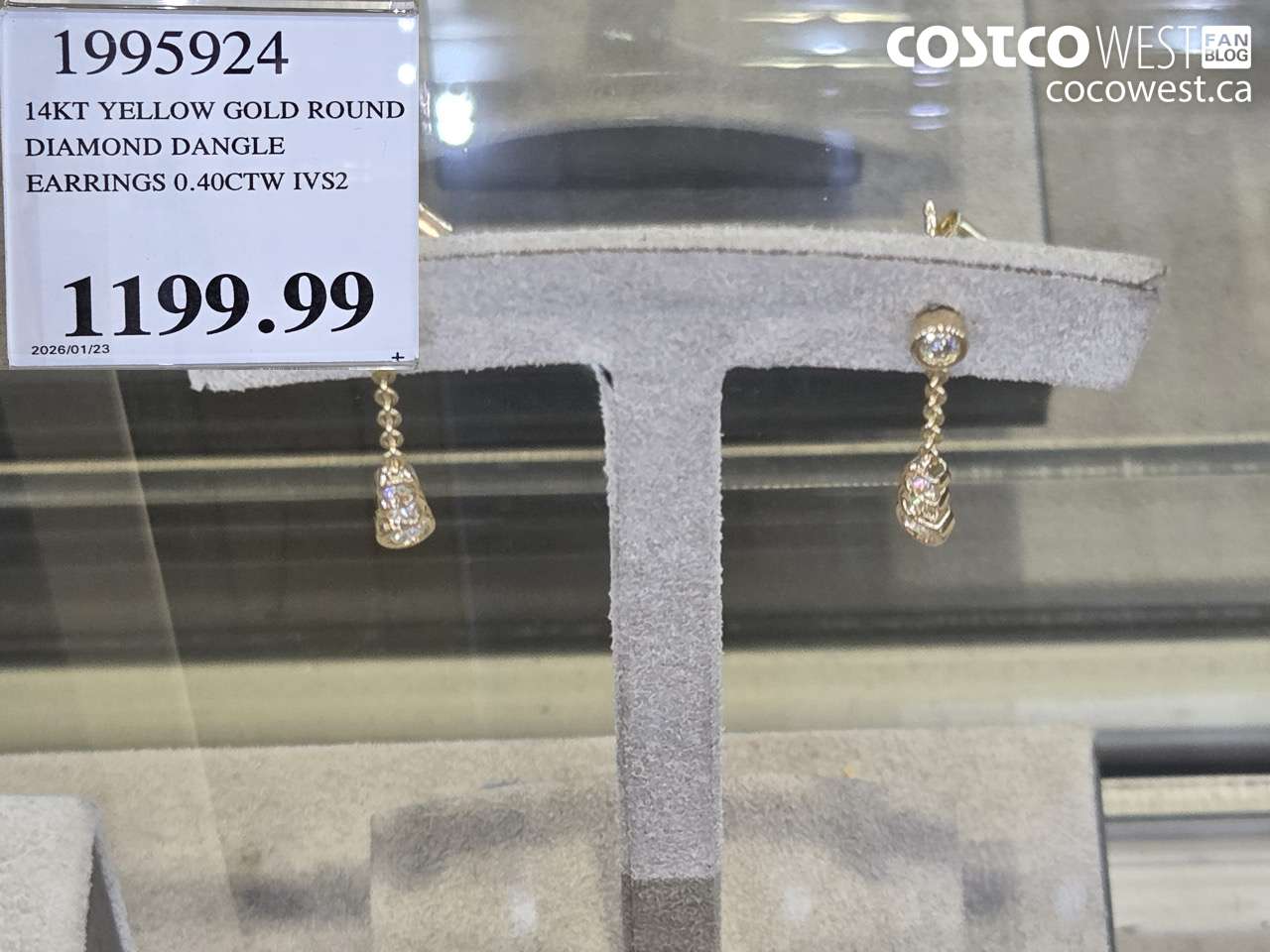 1995924 14KT YELLOW GOLD ROUND DIAMOND DANGLE EARRINGS 0.40CTW IVS2 $1199.99