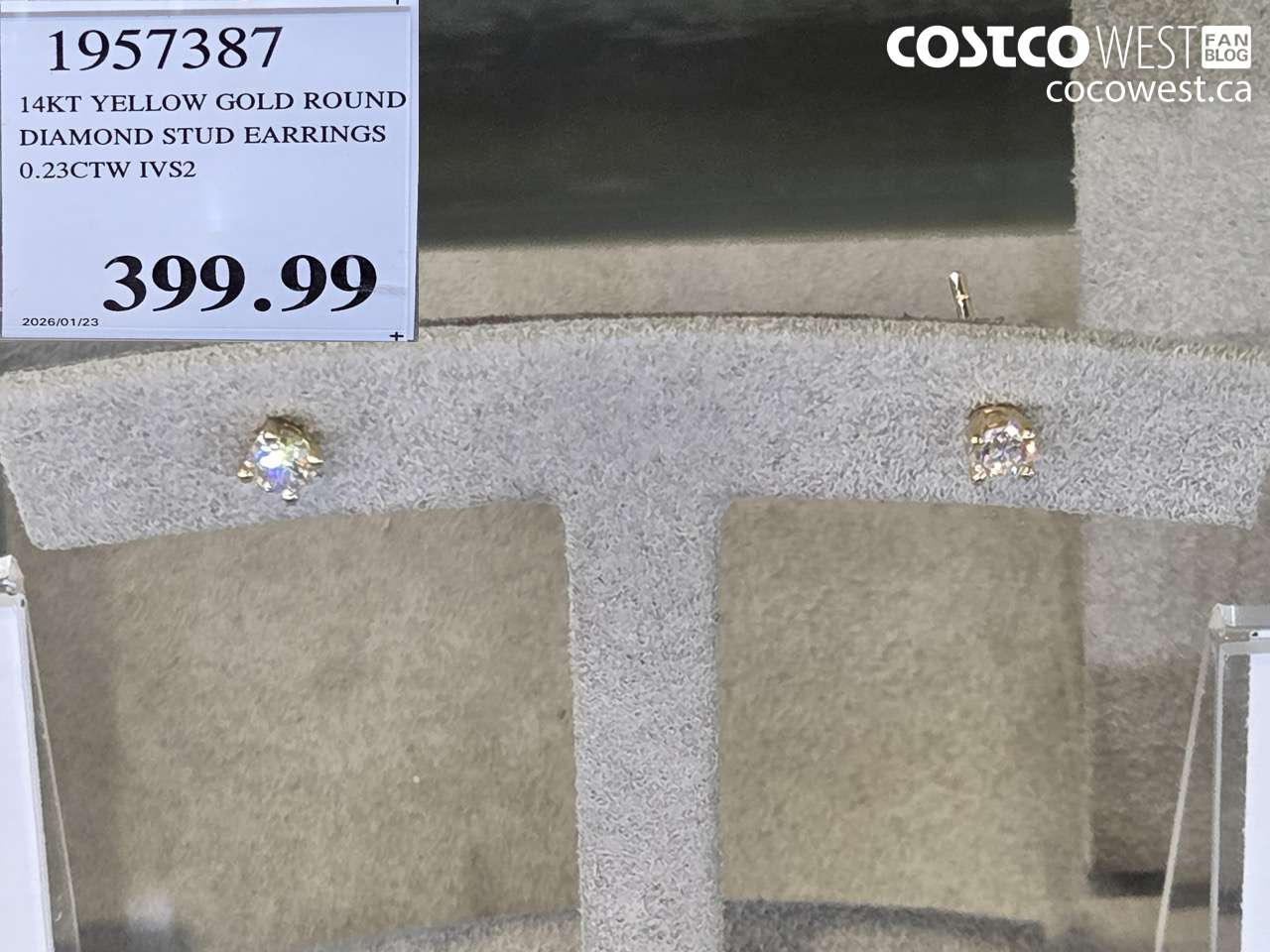 1957387 14KT YELLOW GOLD ROUND DIAMOND STUD EARRINGS 0.23CTW IVS2 $399.99