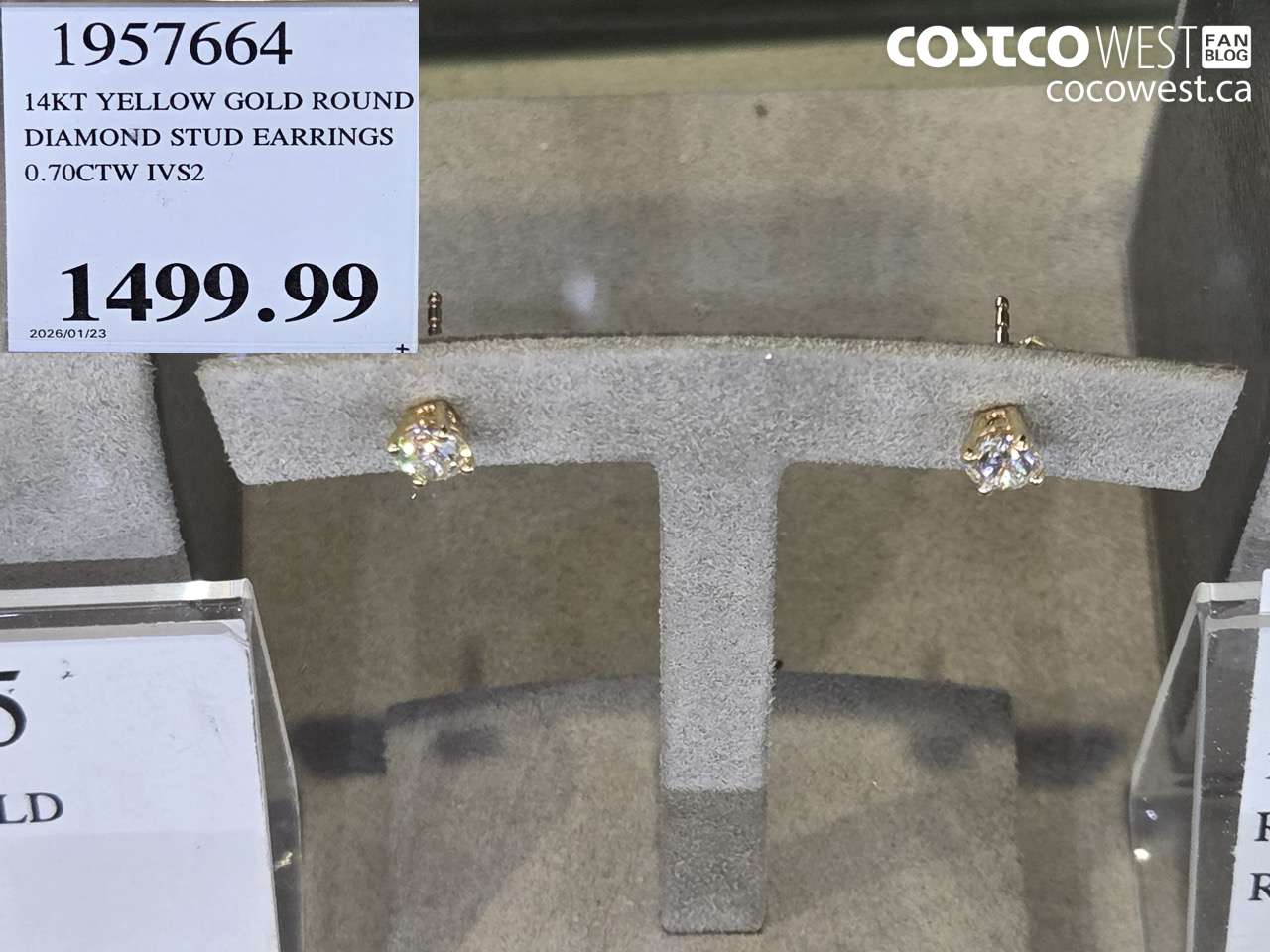 1957664 14KT YELLOW GOLD ROUND DIAMOND STUD EARRINGS 0.70CTW IVS2 $1499.99