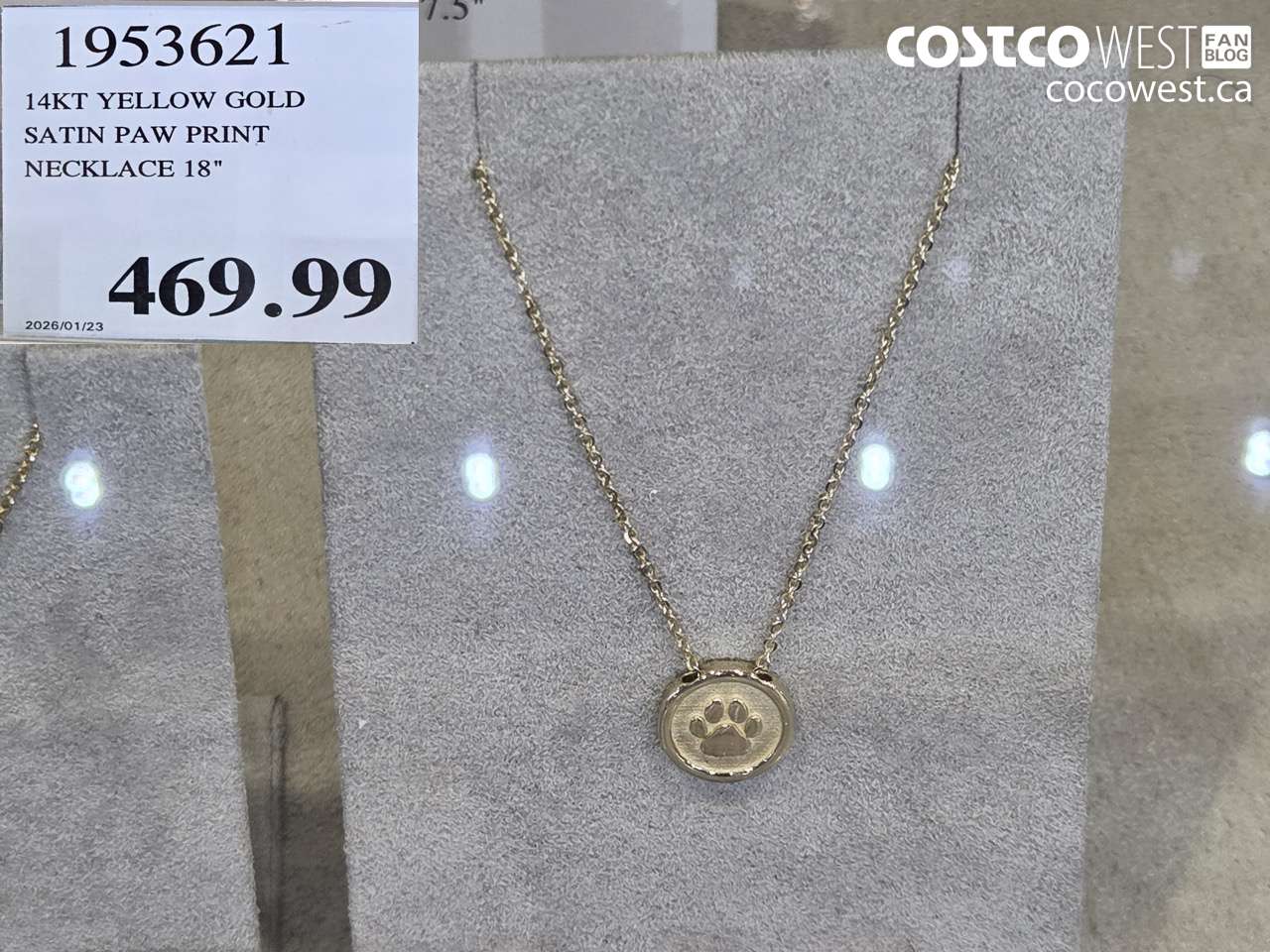 1953621 14KT YELLOW GOLD SATIN PAW PRINT NECKLACE 18