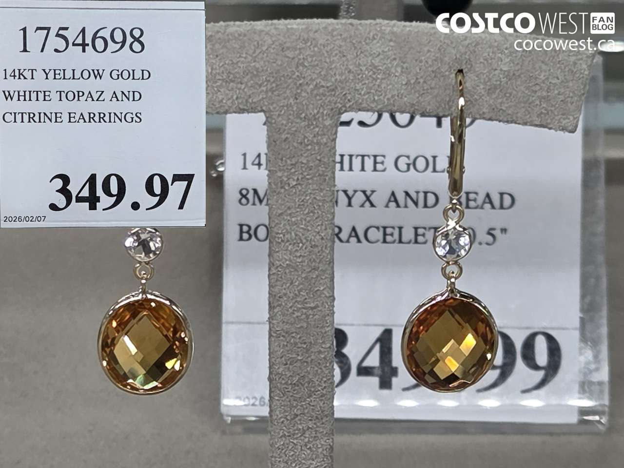 1754698 14KT YELLOW GOLD WHITE TOPAZ AND CITRINE EARRINGS $349.97