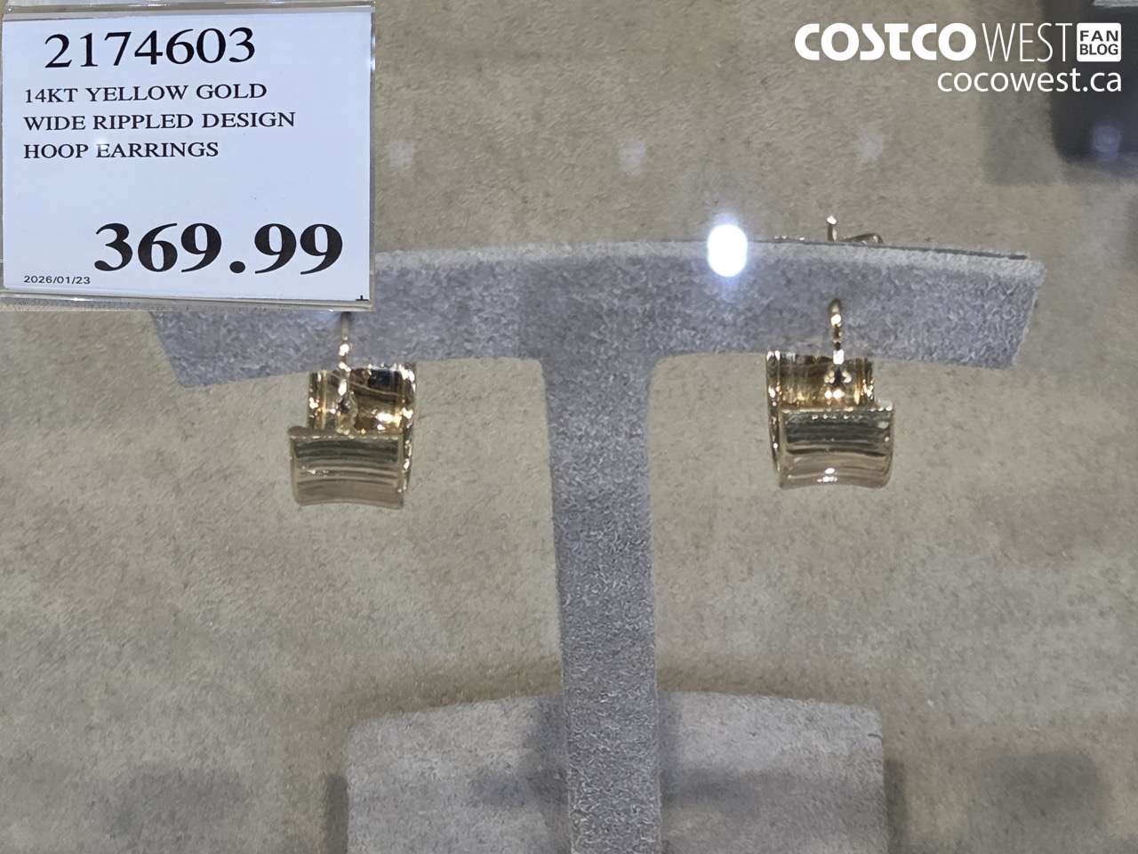 2174603 14KT YELLOW GOLD WIDE RIPPLED DESIGN HOOP EARRINGS $369.99