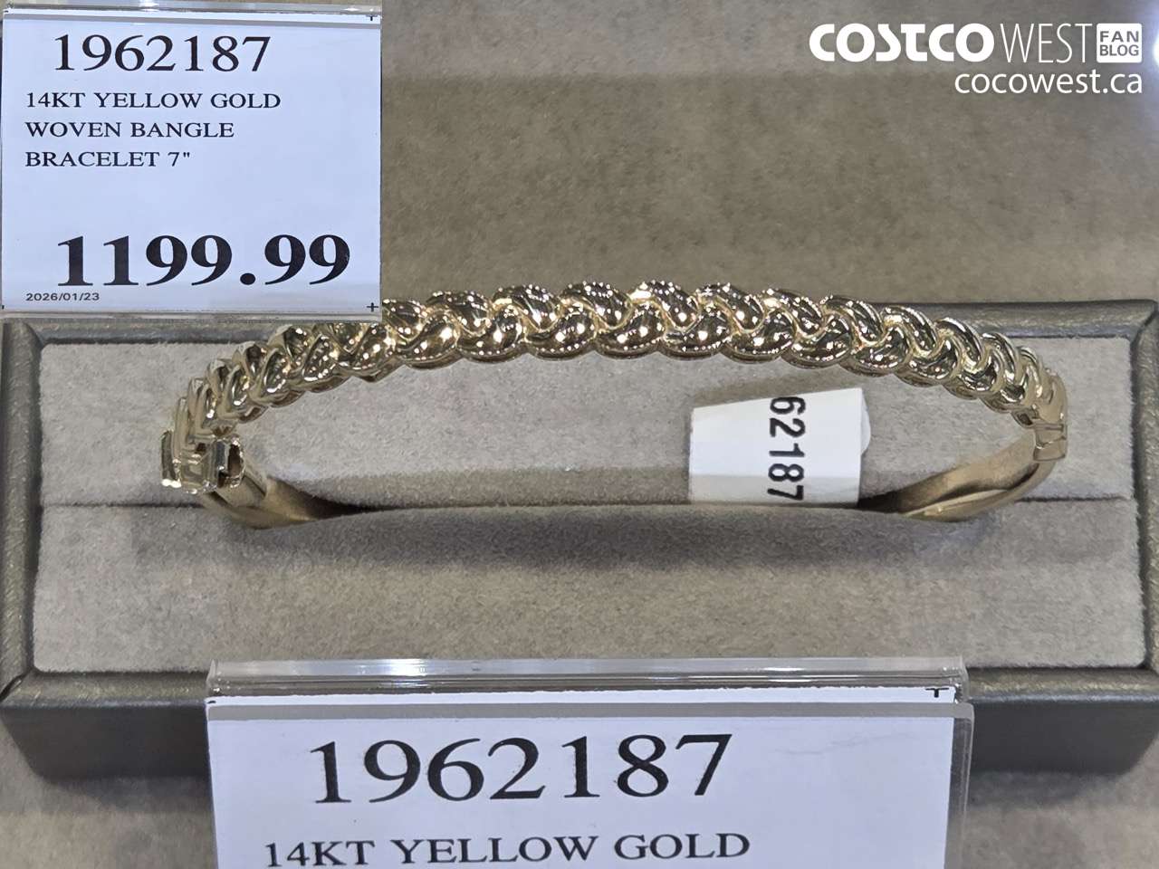 1962187 14KT YELLOW GOLD WOVEN BANGLE BRACELET 7