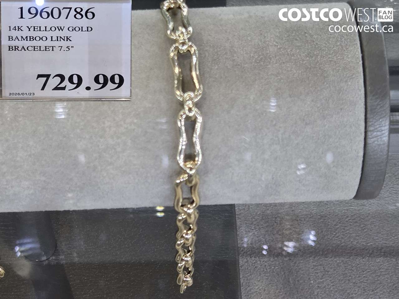 1960786 14K YELLOW GOLD BAMBOO LINK BRACELET 7.5