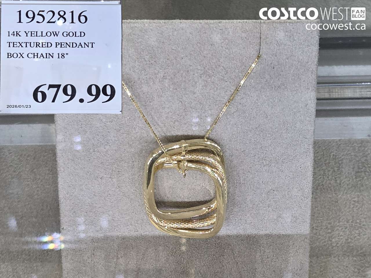 1952816 14K YELLOW GOLD TEXTURED PENDANT BOX CHAIN 18