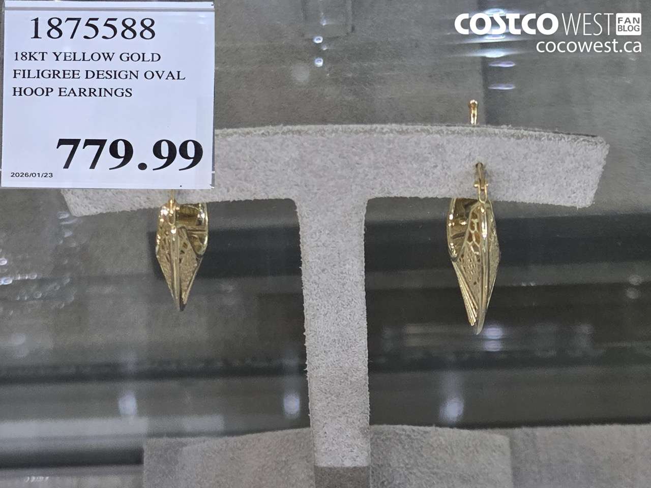 1875588 18KT YELLOW GOLD FILIGREE DESIGN OVAL HOOP EARRINGS $779.99