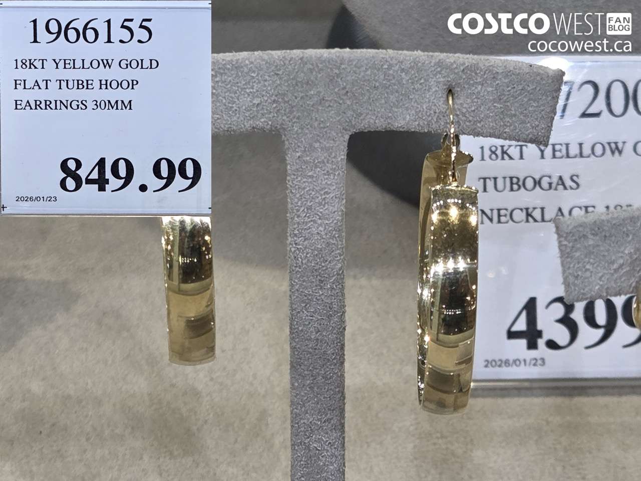 1966155 18KT YELLOW GOLD FLAT TUBE HOOP EARRINGS 30MM $849.99