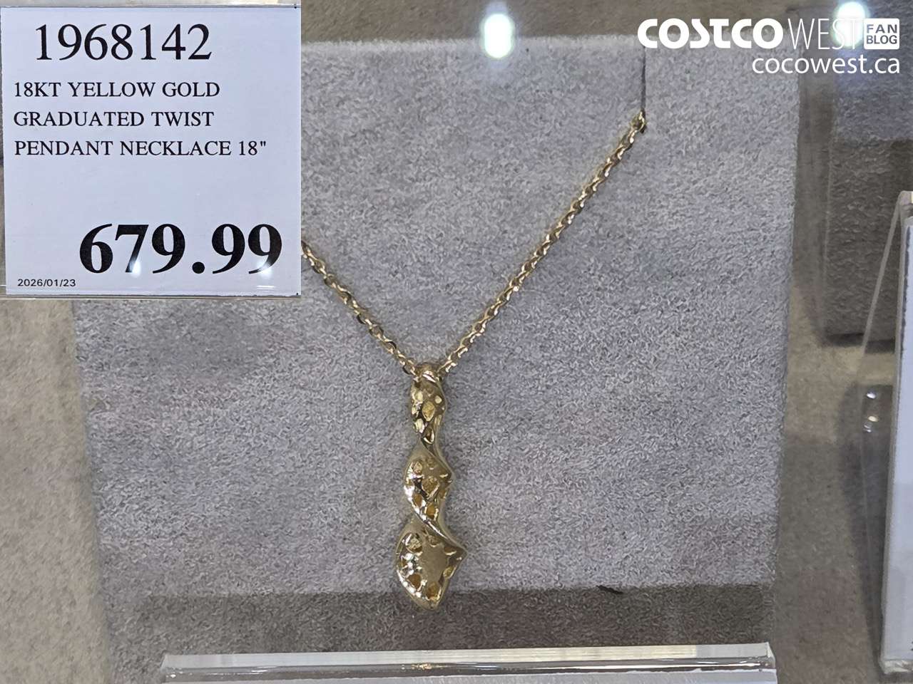 1968142 18KT YELLOW GOLD GRADUATED TWIST PENDANT NECKLACE 18