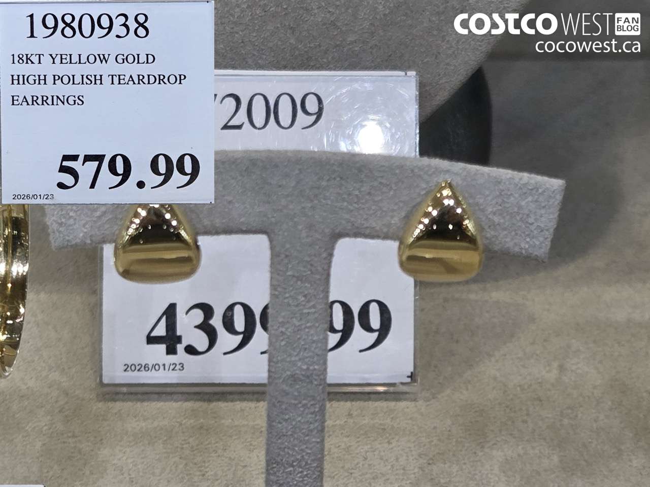 1980938 18KT YELLOW GOLD HIGH POLISH TEARDROP EARRINGS $579.99