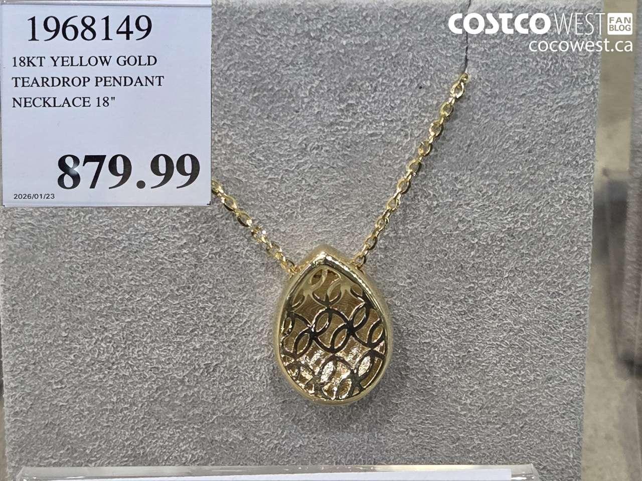 1968149 18KT YELLOW GOLD TEARDROP PENDANT NECKLACE 18