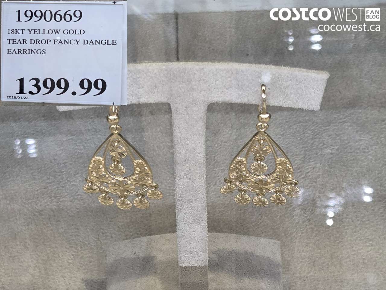 1990669 18KT YELLOW GOLD TEAR DROP FANCY DANGL EARRINGS $1399.99